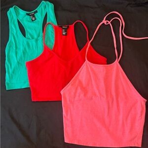 Set of 3 Cropped Tank Tops - Forever 21 Crop Top Bundle – 3 Tops – Size Small